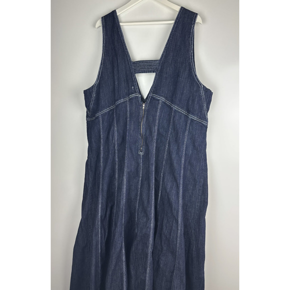 Anthropologie x Pilcro Seamed V-Neck Denim Dress Women's Anthro Plus Size 26W 26 - Picture 15 of 16
